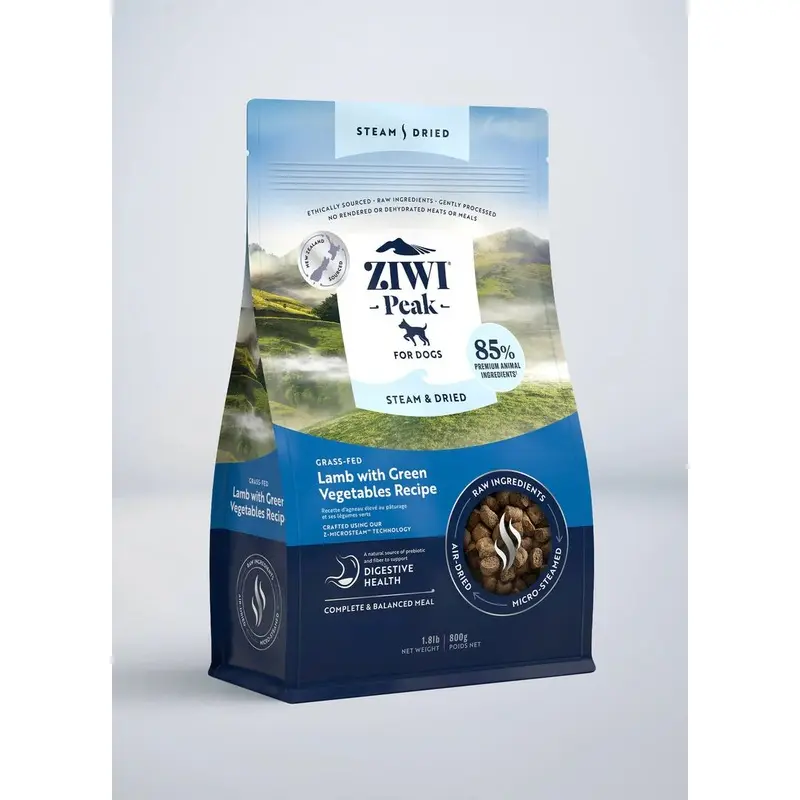 ZIWI DOG FOOD STEAM DRIED LAMB WITH GREEN VEGETABLES 800G