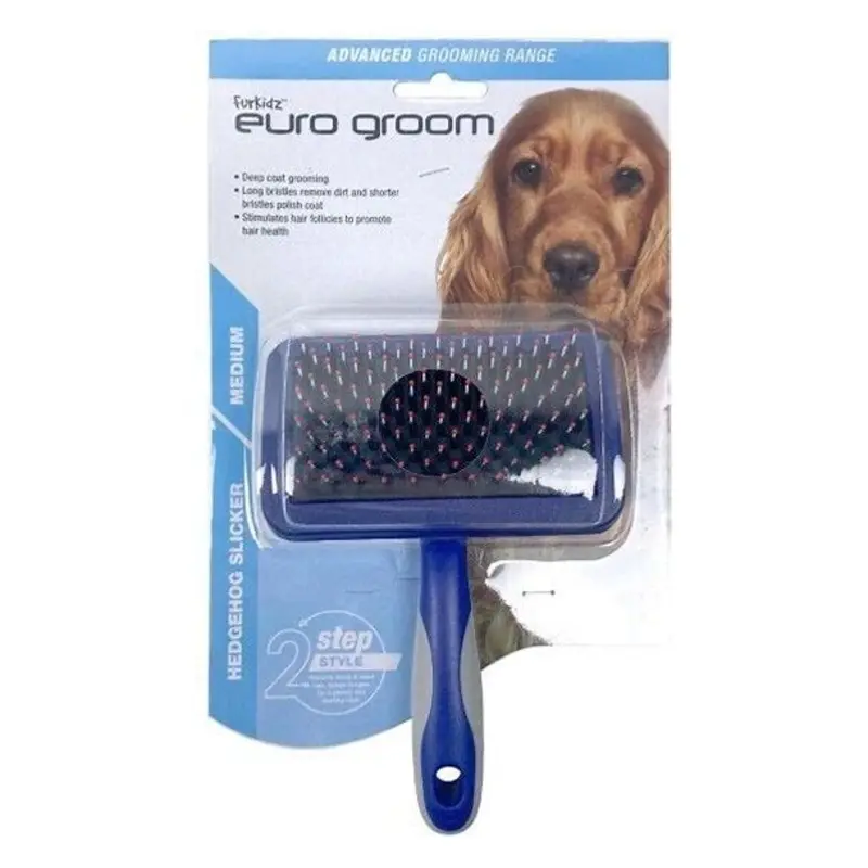 EURO GROOM DOG HEDGEHOG SLICK MD RED TIP