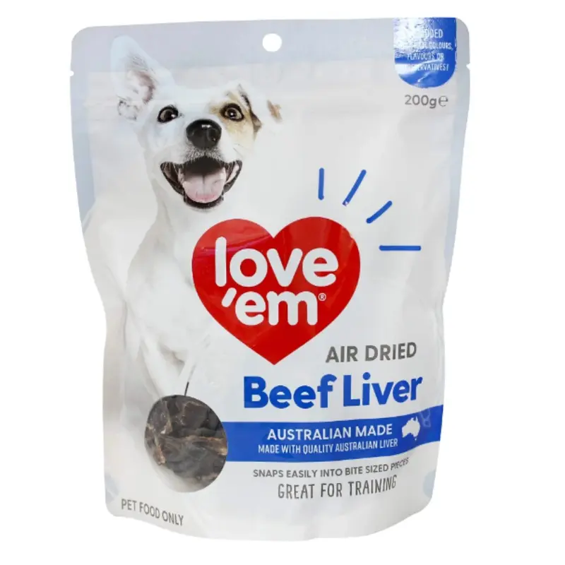 LOVE EM TRAINING TREATS BEEF LIVER 200G