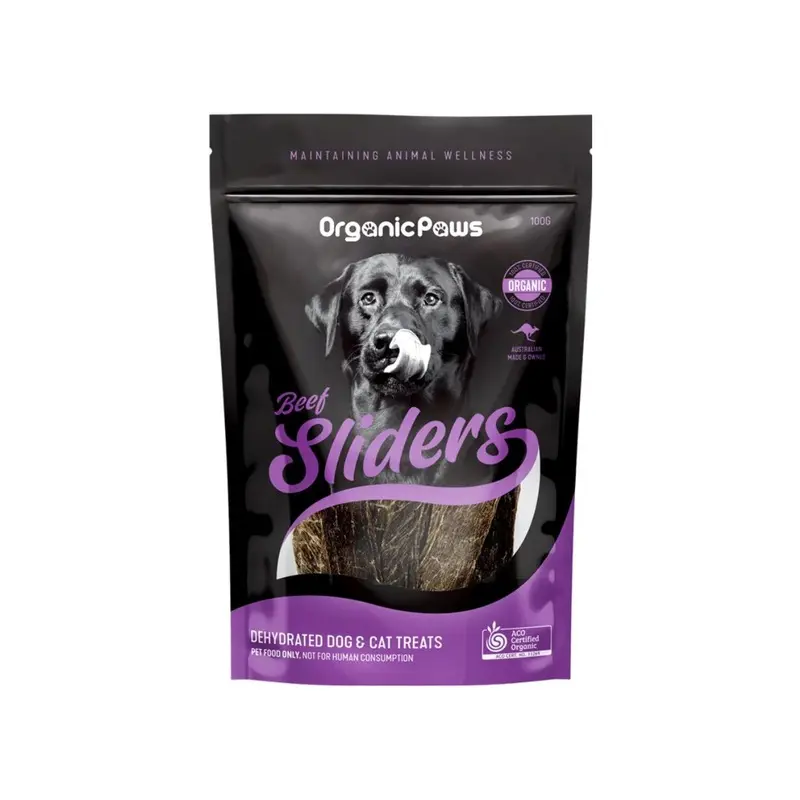 ORGANIC PAWS SLIDERS BEEF 100G
