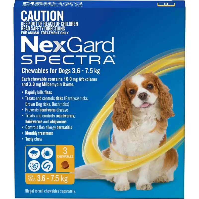 NEXGARD SPECTRA 3.6-7.5KG 3PK YELLOW