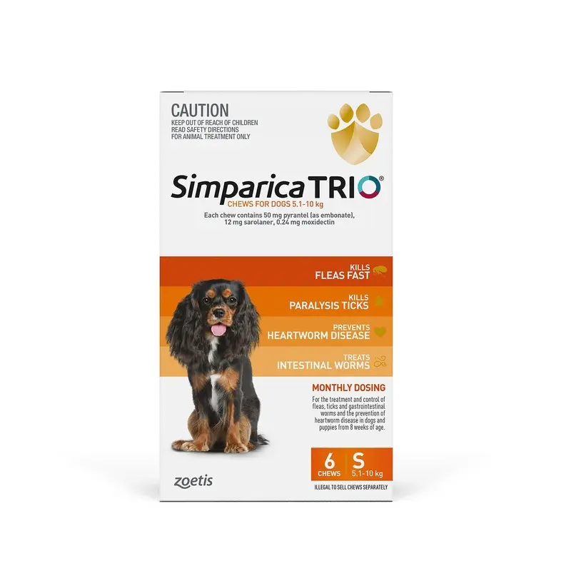 SIMPARICA TRIO ORANGE 5.1-10KG 6PK