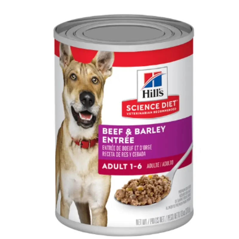 Pack of HILL'S SCIENCE DIET ADULT BEEF & BARLEY ENTREE 370G X 12