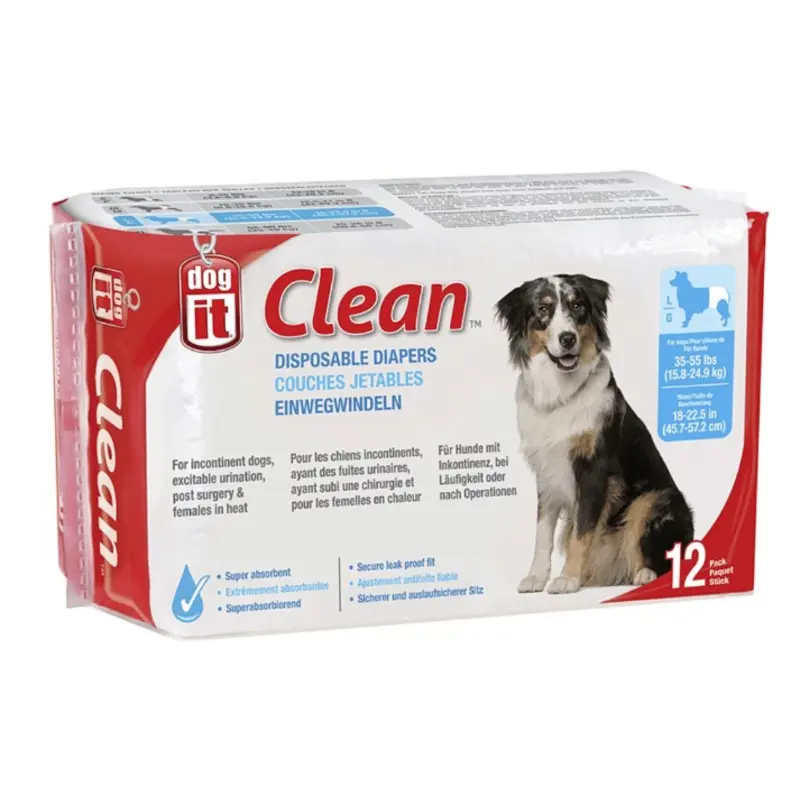 DOGIT DIAPERS LGE 12PK