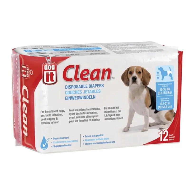 DOGIT DIAPERS MED 12PK