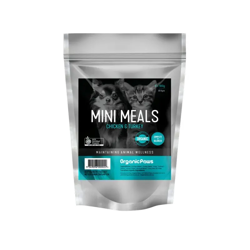 ORGANIC PAWS MINI MEALS CHICKEN & TURKEY 500G