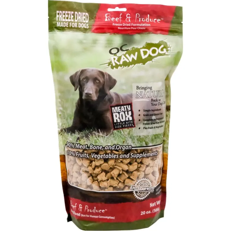 OC Raw Freeze Dried Rox Beef Produce 20oz