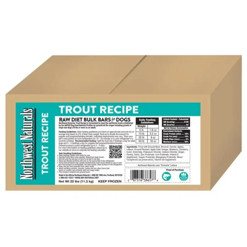Northwest Naturals Frozen Raw 1lb Bars Trout