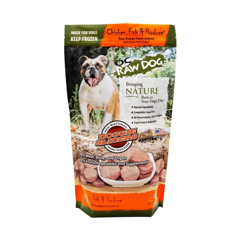 OC Raw Dog Chicken Fish Produce Sliders 4lb