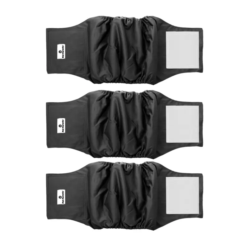 Pet Parents Washable Belly Band Black 3pk*