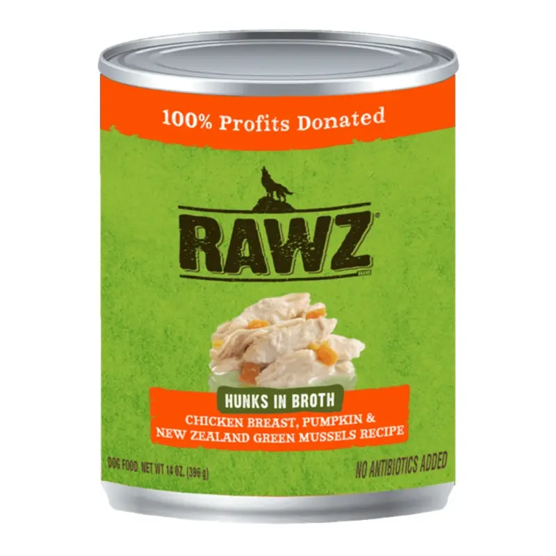 Rawz K9 Hunks In Broth Chicken Pumpkin & Green Mussel 10oz*