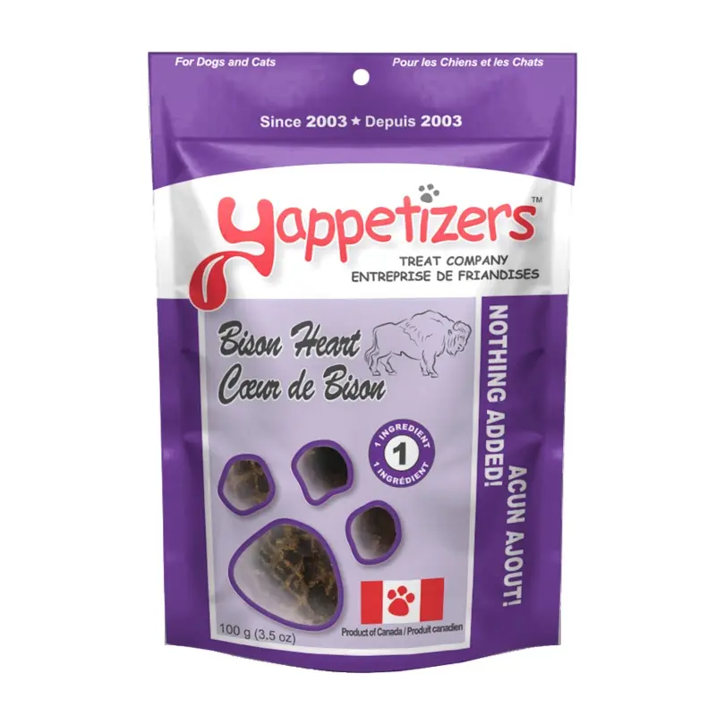 Yappetizers Dehydrated Bison Heart 3oz*