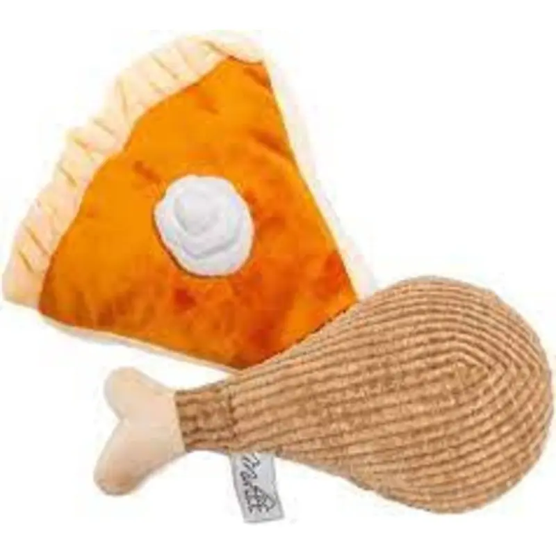 Midlee Thanksgiving Pumpkin Pie & Turkey Leg Dog Toy