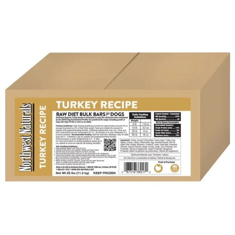 Northwest Naturals Frozen Raw 1lb Bars Turkey