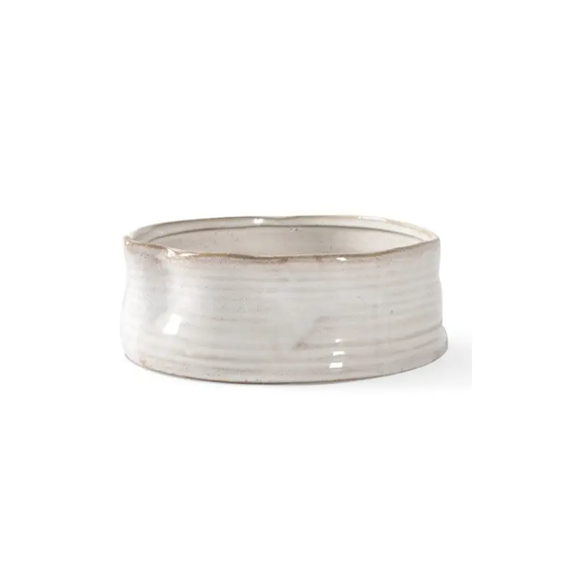 Fringe Ribbed White Stoneware Bowl Medium