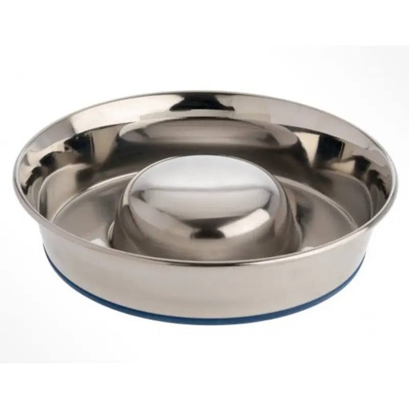 OurPets Rubber Bonded Slow Feed Stainless*