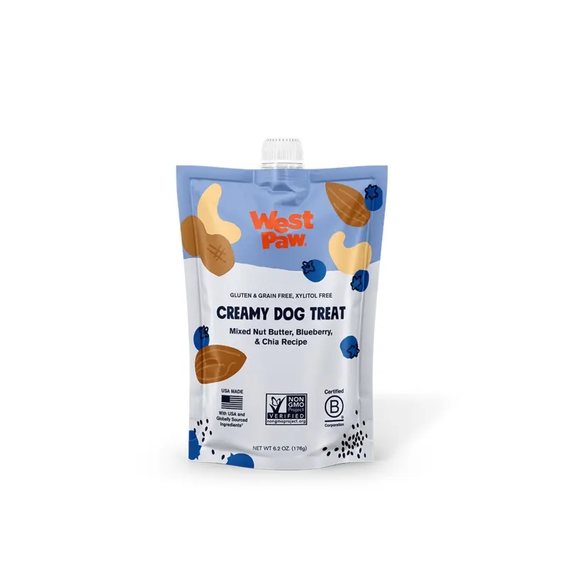 West Paw Creamy Dog Treat Nut Butter & Blueberry 6.2oz