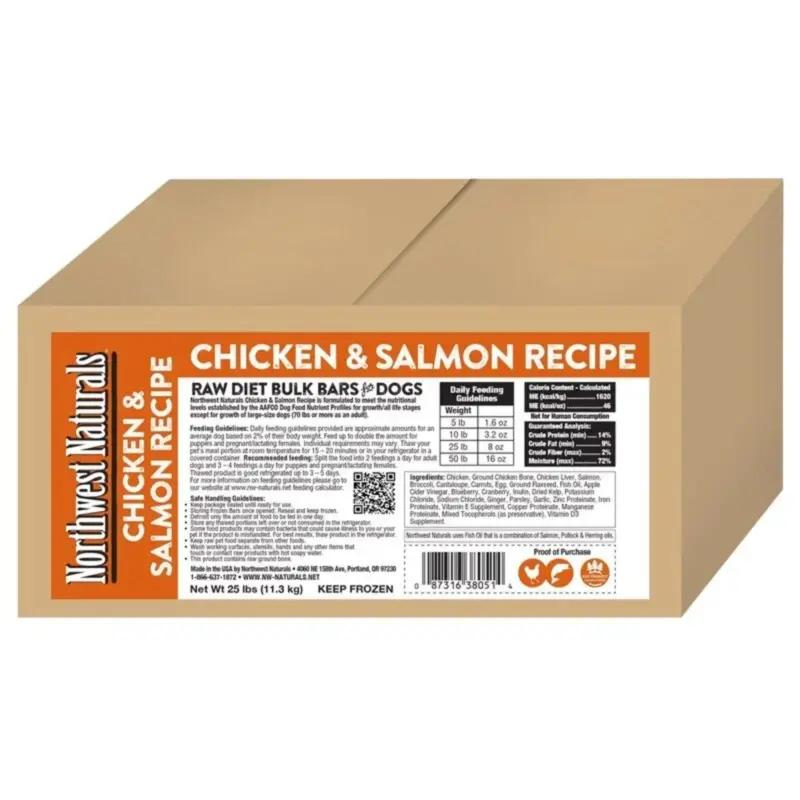 Northwest Naturals Frozen Raw 1lb Bars Chicken Salmon
