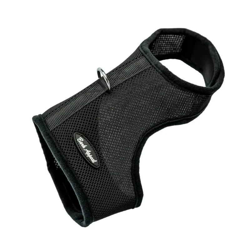 Bark Appeal Solid Wrap N Go Mesh Harness Black