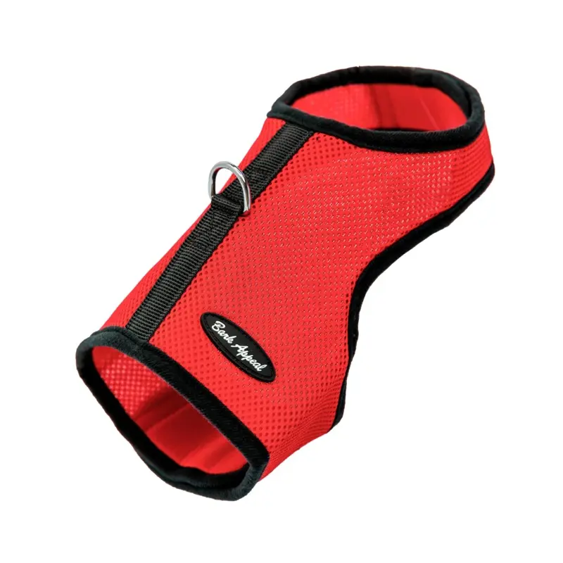 Bark Appeal Solid Wrap N Go Mesh Harness Red
