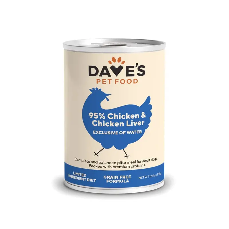 Dave's Dog 95% Premium Meats Chicken & Chicken Liver 12.5oz