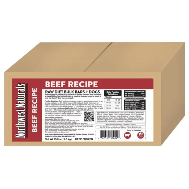 Northwest Naturals Frozen Raw 1lb Bars Beef