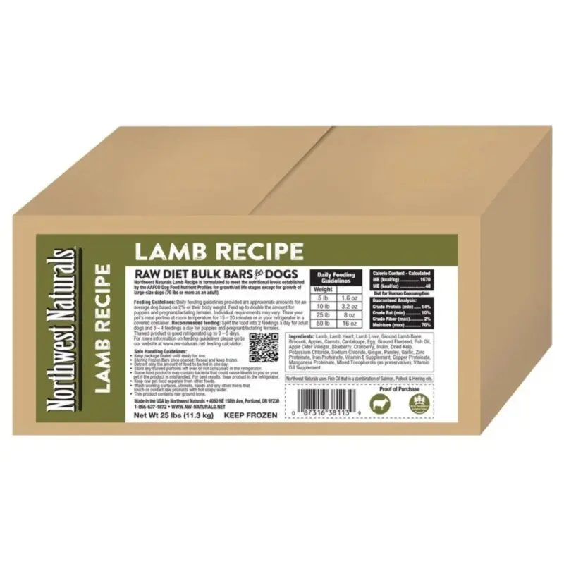 Northwest Naturals Frozen Raw 1lb Bars Lamb