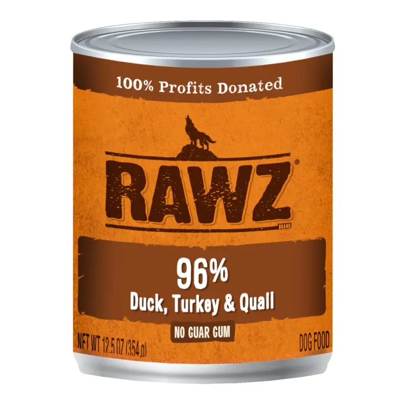 Rawz K9 Cans 96% Duck Turkey & Quail 12.5oz