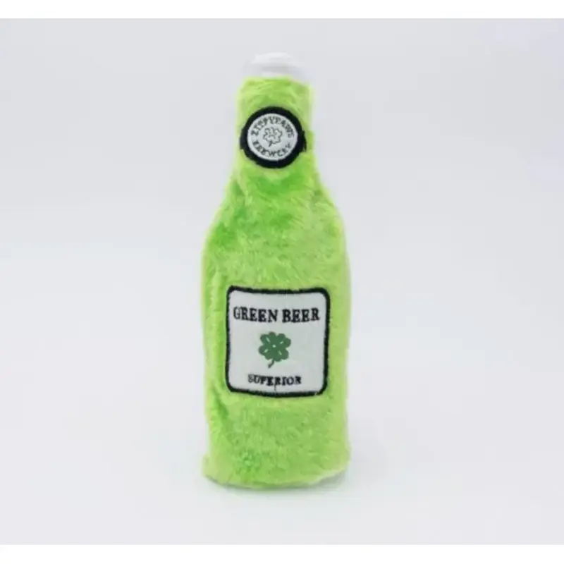 ZIPPY PAWS ST. PATRICK'S HAPPY HOUR CRUSHERZ DOG TOY - GREEN BEAR