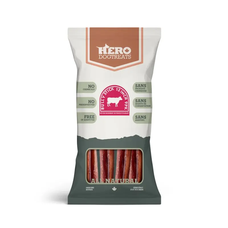 HERO BEEF BULLY STICK 12" - 9 PACK