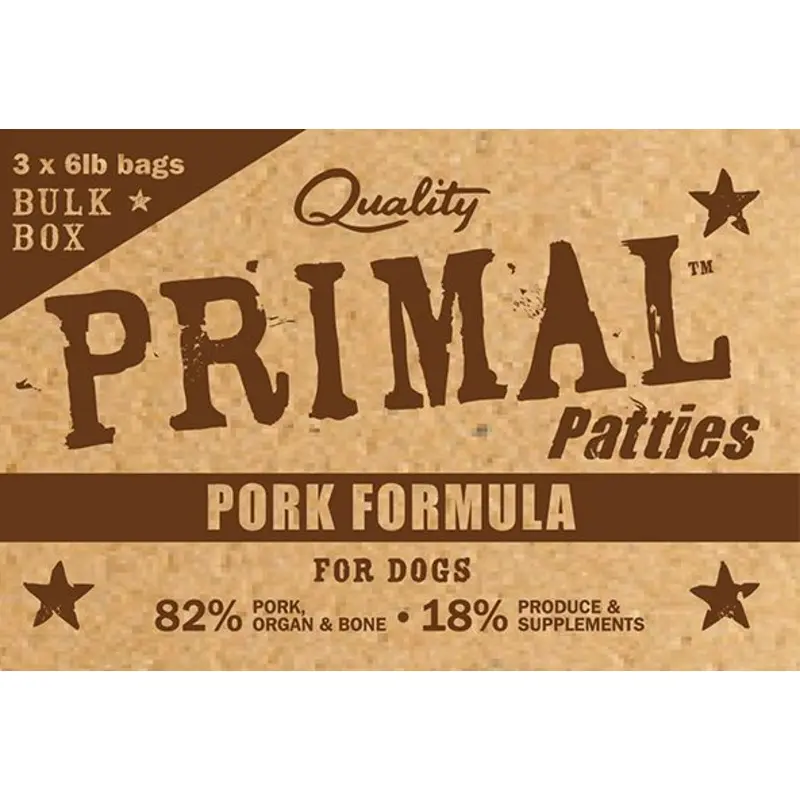 PRIMAL BULK RAW PATTIES : PORK FORMULA 18LB BOX