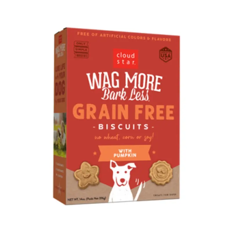 CLOUD STAR WAG MORE BARK LESS GRAIN FREE BISCUITS WITH PUMPKIN DOG TREATS