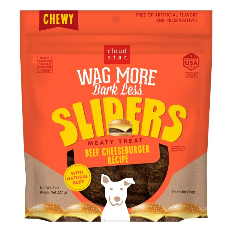 CLOUD STAR WAG MORE BARK LESS SLIDERS BEEF CHEESEBURGER DOG TREATS