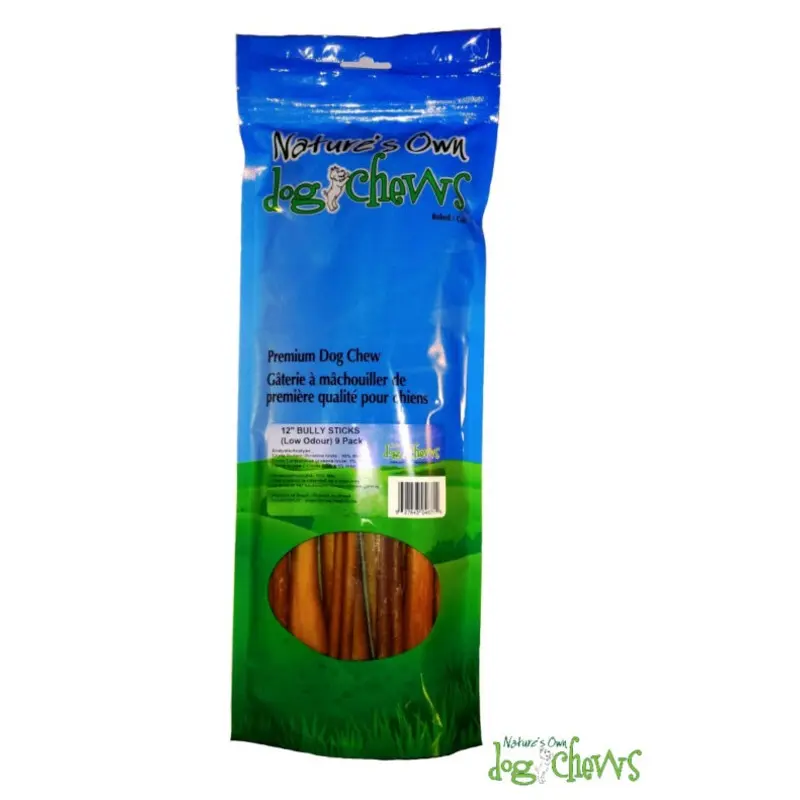 NATURE'S OWN BULLY STICKS 12" (ODOURFREE) : 9 PACK