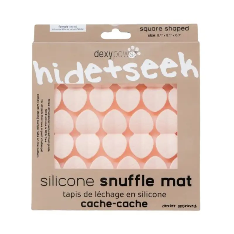 Dexypaws Square Hide and Seek Silicone Snuffle Mat, Blush Pink Cat & Dog