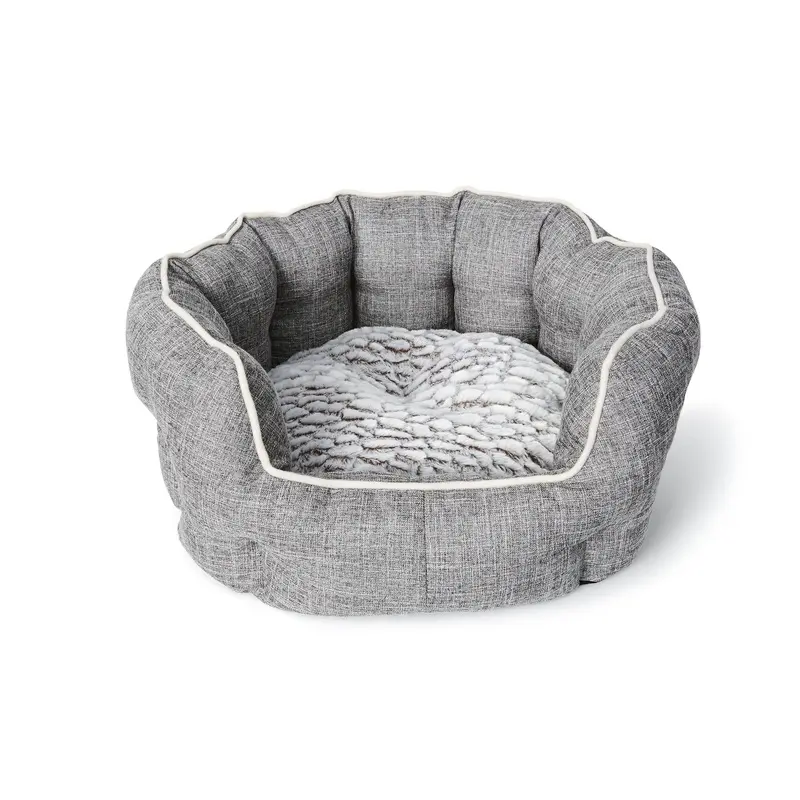 Bud'Z Round Deluxe Cuddler Grey Dog 17.5x15.5in 1pc