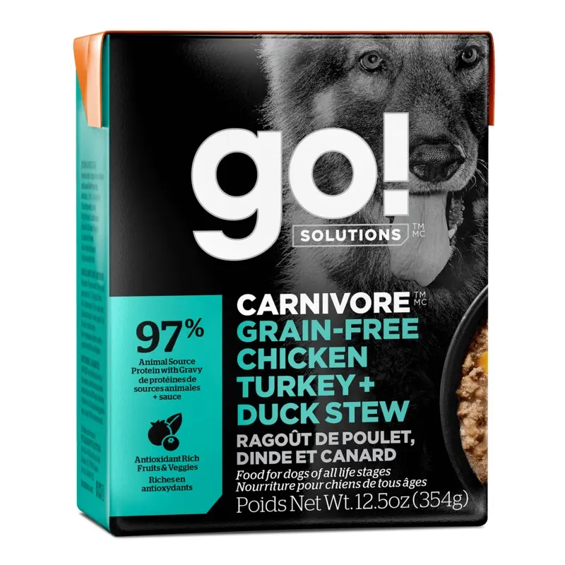 GO! SOLUTIONS CARNIVORE  GRAIN-FREE CHICKEN, TURKEY + DUCK STEW