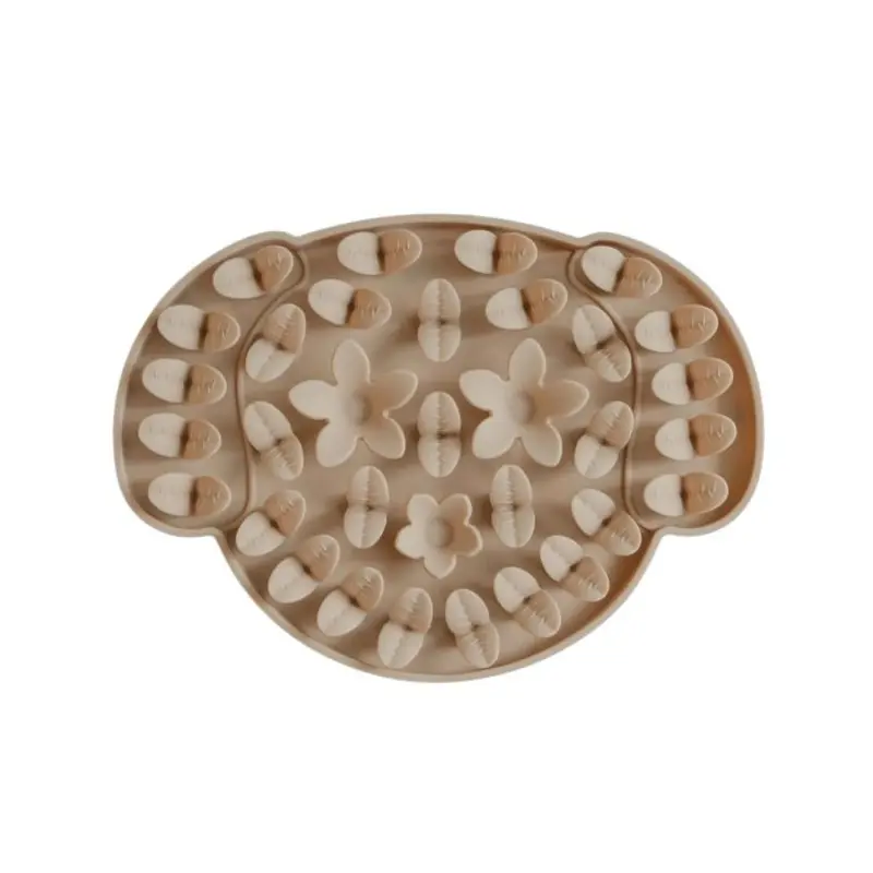 Dexypaws Dog Head Hide and Seek Silicone Snuffle Mat, Beige Cat & Dog