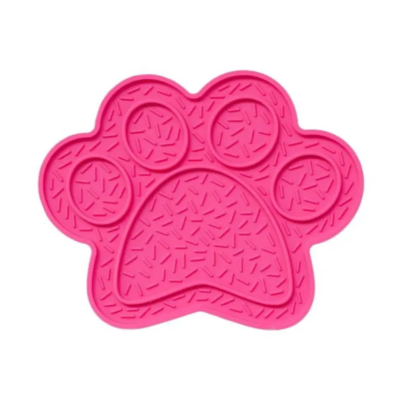 Dexypaws Paw Print Enrichment Licking Mat, Pink Cat & Dog