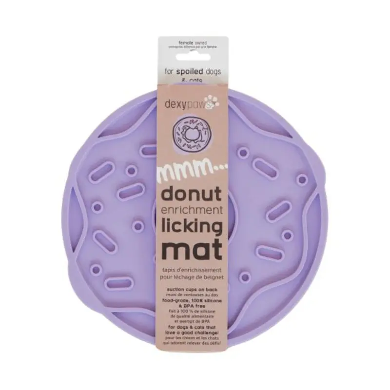Dexypaws Mmm Donut Enrichment Licking Mat, Mauve Purple Cat Dog 1pc