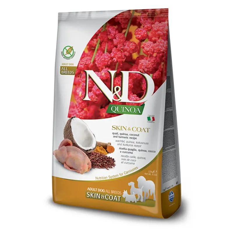 FARMINA N&D QUINOA FUNCTIONAL - SKIN & COAT QUAIL FOR DOGS