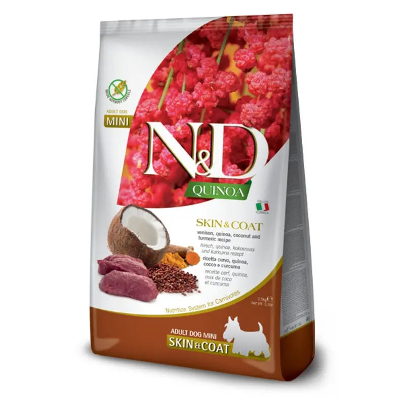 FARMINA N&D QUINOA FUNCTIONAL - SKIN & COAT VENISON FOR DOGS (MINI BREED)