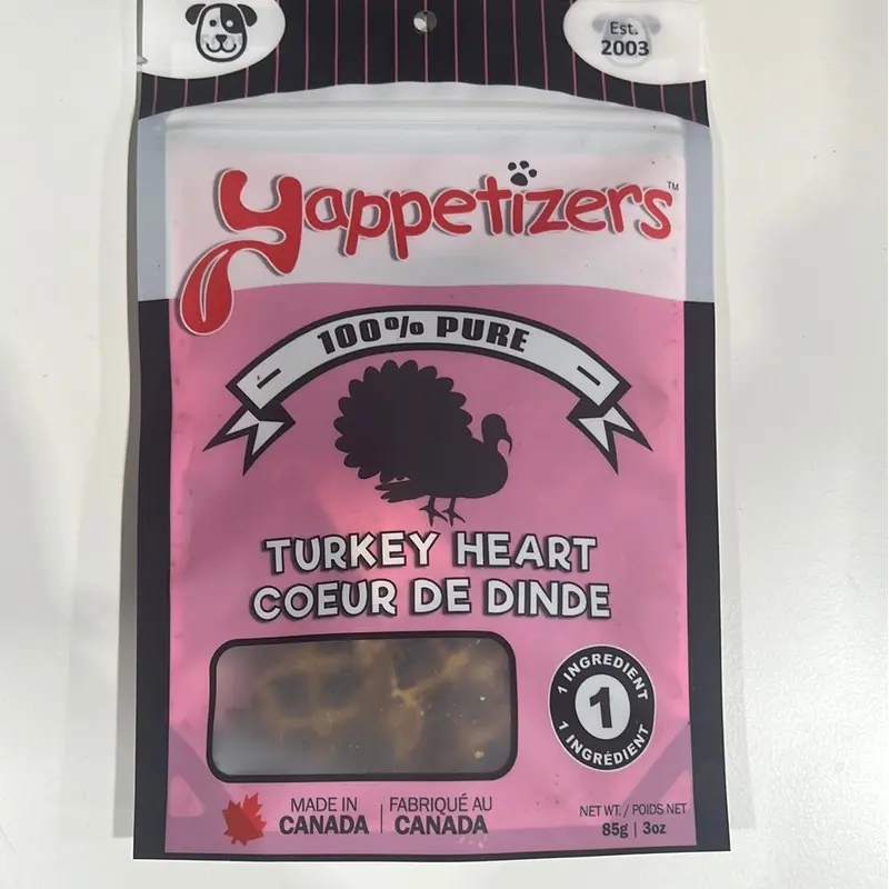YAPPETIZER DOG TREAT TURKEY HEART