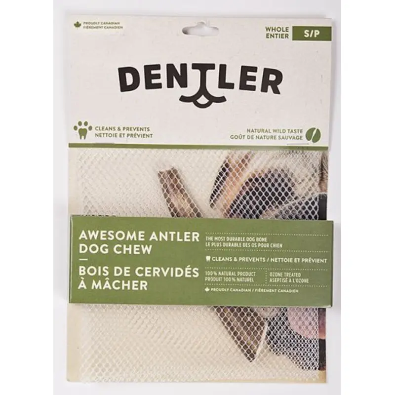 DENTLER ANTLER CHEWS WHOLE NATURAL DOG 1PC