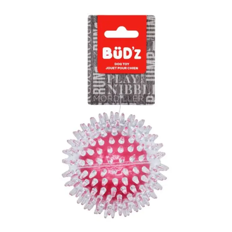 BUD'Z RUBBER TRANSPARENT SPIKEDN BALL DOG TOYS