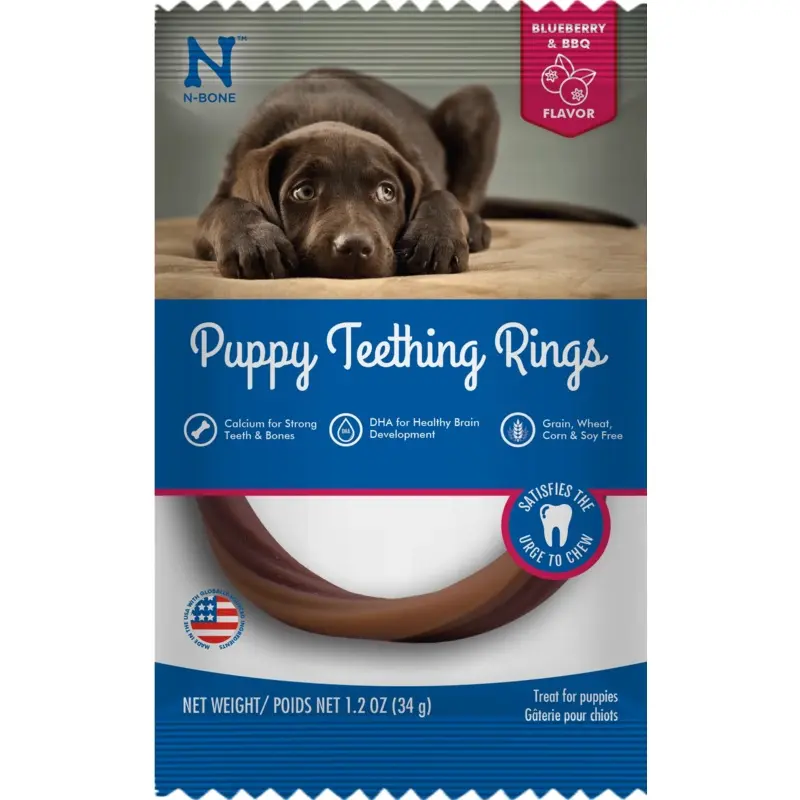 N-BONE PUPPY TEETHING RINGS GRAIN-FREE BLUEBERRY & BBQ FLAVOR