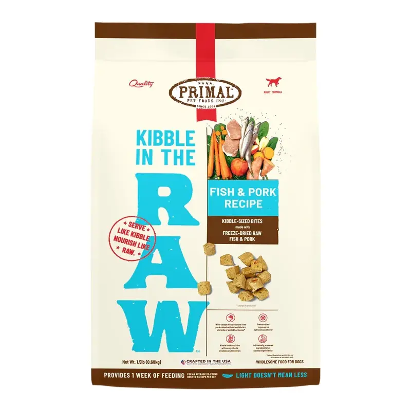 PRIMAL KIBBLE IN THE RAW : FISH & PORK RECIPE