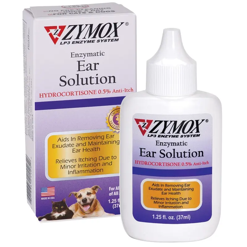 Zymox Ear Solution for Dogs and Cats With 0.5-Percent Hydrocortisone, 1.25 oz.