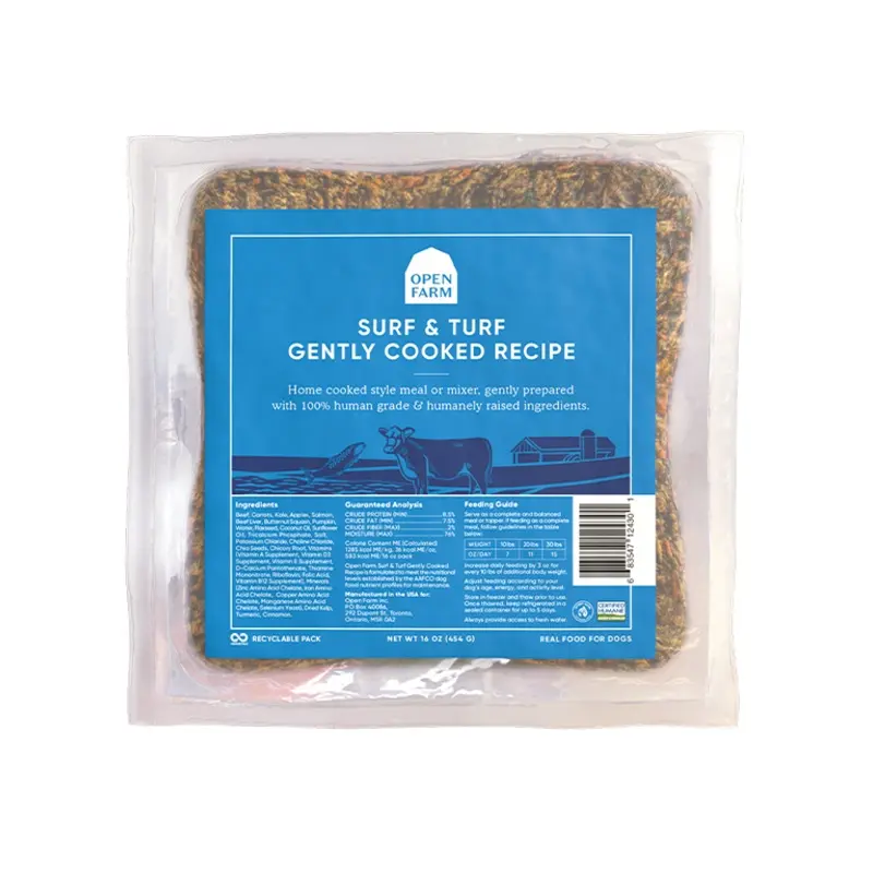 Open Farm Frozen Gently Cooked Dog Food 16oz Surf and Turf