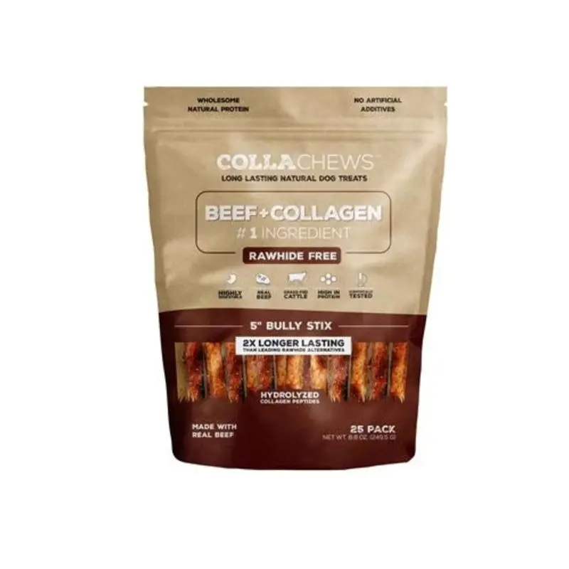 CollaChews Bully Collagen Sticks Dog Treats, 5 Inches, 25 Pk